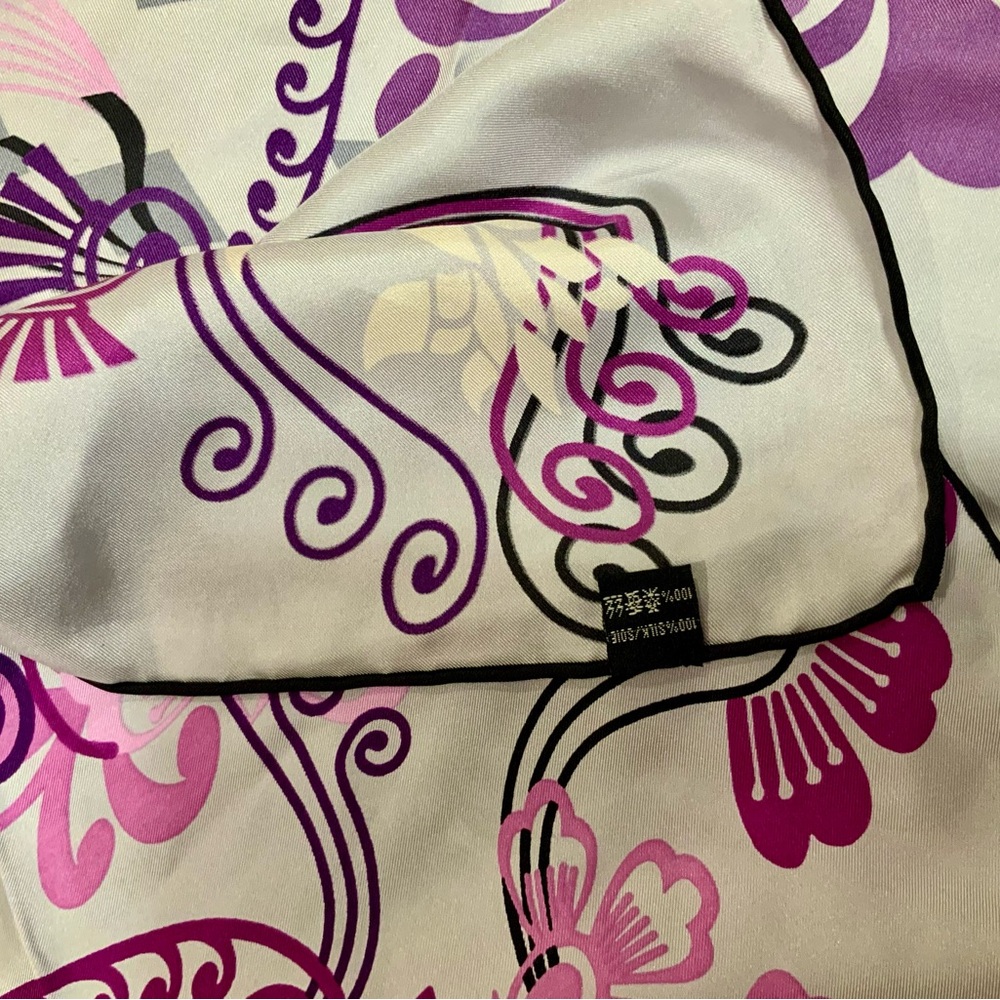 Elegant Purple and Pink Floral 100% Silk Scarf